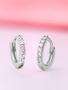 Buy Zavya 925 Sterling Silver & Transparent Rhodium Plated Circular Hoop Earrings -  - Accessories for Women
