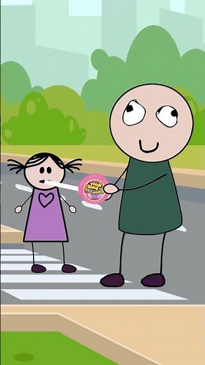 Daughter is pulling a candy. Stickman memes video. Funny animation meme.