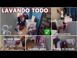 NUNCA me imagine hacer ESTO‼️/lavando el ÁREA DE LAVADO🧺+rutina de lavado👚y TENIS a mano👟/ME VOY✈️