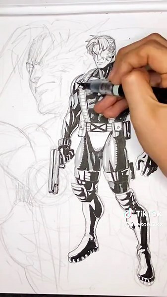 Cable Drawing Process from the Marvel vs Capcom Sketchbook
