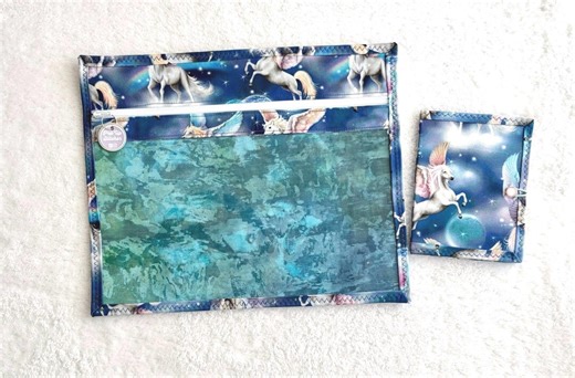 Rainbow Pegasus Project Bag : Vinyl Front 14 X 11 With Matching Notion - Etsy