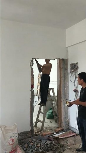 manual wall chiseling, hand chiseled wall, precise manual chiseling, hand tool operation #chiseling