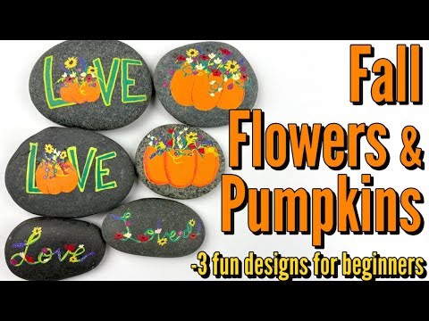 Painting Fall Flowers & Pumpkins | Rock Painting 101