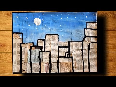 Best Out Of Waste | Newspaper Crafts | Beautiful Scenery On Newspaper | Collage Making | Diy Crafts