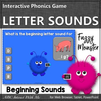 Beginning Letter Sounds Interactive Phonics Game {Fuzzy Monster}