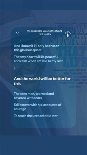 Frank Sinatra - The Impossible Dream (The Quest) (Lyrics) | Composed by Mitch Leigh