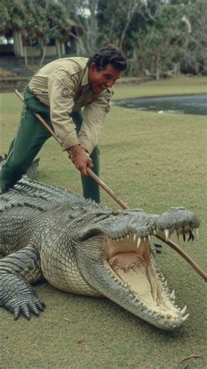 😱 “Unbelievable Footage: Man Fights Off Huge Crocodile to Save Wildlife!”#CrocodileAttackVsCrocodile