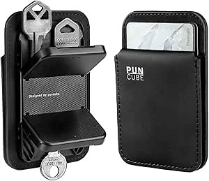 PUNCUBE Minimal Wallet 3.0 - Sleek, Functional Genuine Leather Wallet with Key Holder and AirTag Integration - Stay Organized and Connected (Key holder)