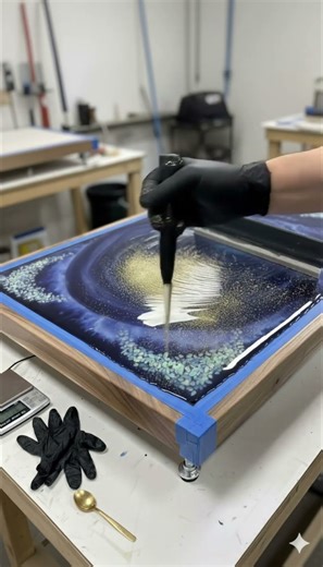 Crafting a Deep Space Galaxy Table 🌌✨#GalaxyTable #EpoxyArt #CoffeeTable #Timelapse #Satisfying