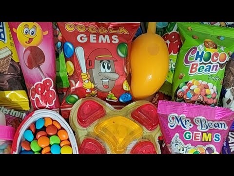 Satisfying video Asmr lollipops candy and chocolate gummy candy unboxing video Asmr-254
