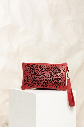 Red Leather Clutch/purse - Etsy