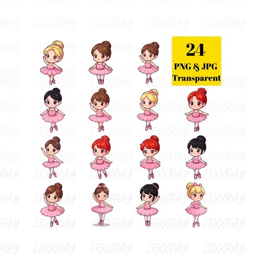 24 Ballerina Clipart Bundle, Ballet Dancer PNG JPG Transparent, Dance Performance Graphics, Printable Digital Download Junk Journal - Etsy
