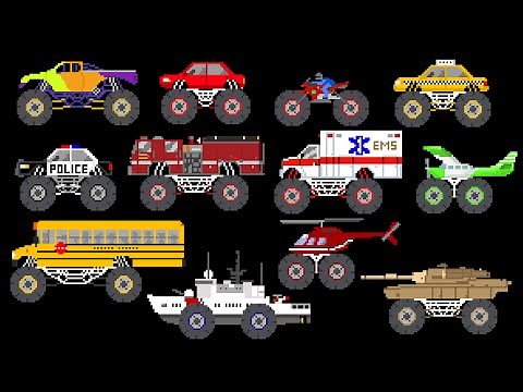 Monster Vehicles - Monster Truck, Monster Car & More - The Kids' Picture Show (Fun & Educational)