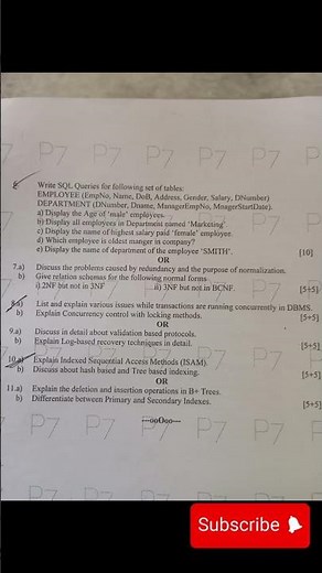 Database Management Systems DBMS Previous Question Paper R22 | Important Questions