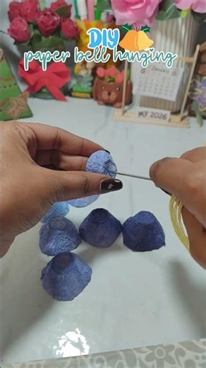 DIY Paper Bell Hanging💙 #wallhangingcraft #homedecordiy #recyclepaper #wastecraft #easycraftideas