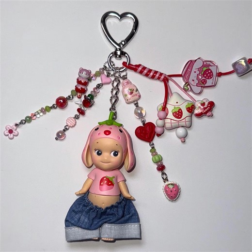 Sonny Angel Strawberry Love Keychain/bag Charm DIY - Etsy