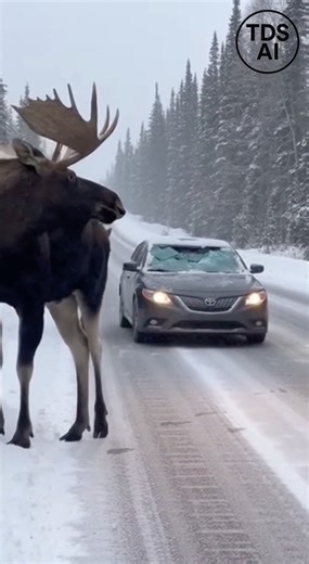 Moose Jumps Over Tourist Vehicle in Canada, Shattering Windshield Video footage captures a shocking wildlife encounter in Canada, where a massive moose suddenly leaps over a tourist vehicle on a rural roadway, smashing through the windshield as it passes. The unexpected jump sends glass flying as the animal clears the front of the car and continues away from the scene. The incident highlights the serious risks of wildlife encounters in regions where large animals frequently cross roadways. Autho