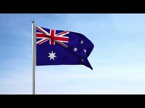 Australia Flag Waving in the Wind with Blue Sky Background | 4K | FREE TO USE