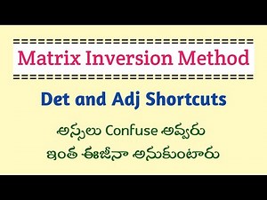 Matrix Inversion Method in Telugu || Det Shortcut & Adj Shortcut in Telugu || Root Maths Academy
