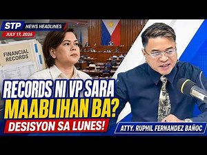 BANK RECORDS NI VP SARA, MAABLIHAN BA? SENADO MODESISYON SA LUNES! | STP HEADLINES