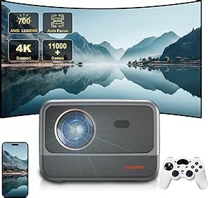 [Auto-Focus/Keystone]Smart 4K Arcade Vision Projector700ANSI, Video game console projector with 11000+ Retro Games Console,With Wifi and BT5.3 Portable Outdoor/Home/Movie/TV Stick/ios/Game/Ps.
