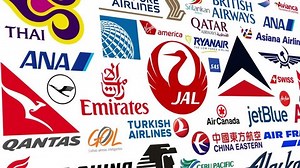 Editorial animation: Seamlessly loopable animation of of logos of various major airlines from around the world. All logos and trademarks remain property of their respective owners. Editorial only.