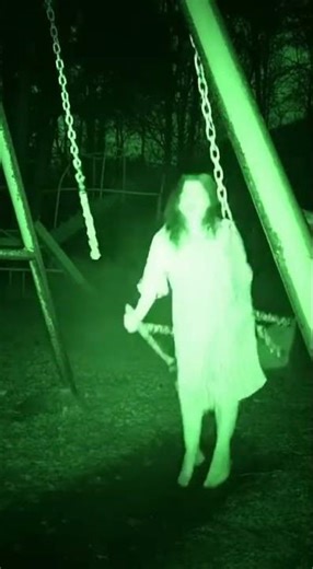 Ghost Falls Off Swing and Laughs Hysterically on Night Vision 😱👻🎥 #HorrorShorts