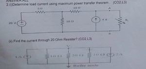 2.(i)Determine load current using maximum power transfer theore... | Filo