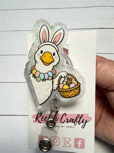 Easter Goose Basket Badge Reel Nurse Retractable Medical Professional RN Funny Nurse Gift ID Holder Technician Teacher Holiday Cute Custom - Etsy