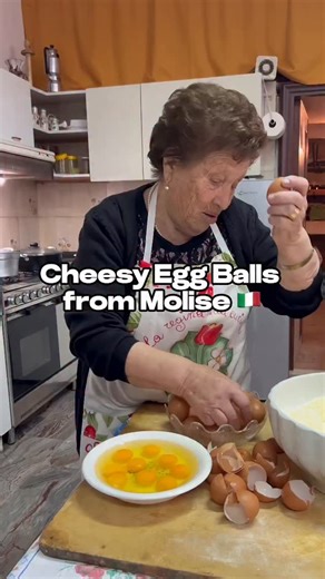 Pasta Grannies on Instagram: "Iole and Giuseppina showed us how to make pallotte cacio e ova, traditional cheese and egg balls from the rural cuisine of Molise and Abruzzo. Originally made to avoid wasting stale bread and to make the most of local ingredients, these “meatballs” are delicious! The full video will be out soon on YouTube so you can have a go at making them if you wish :) #italiancuisine #cheesy"