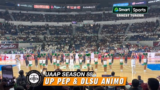 #WATCH: “IKULONG NA ‘YAN, MGA KURAKOT!” The UP Pep Squad ✊ and DLSU Animo Squad 🏹 joined forces at halftime in a stand against corruption 🇵🇭 #ReadMore 👉 https://tbti.me/s22tr8 📹 Ernest Tuazon/Tiebreaker Times #UAAPSeason88 | Tiebreaker Times
