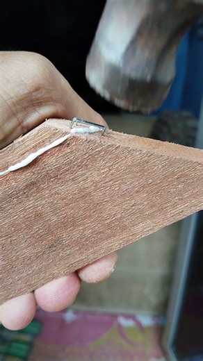 How to Fix a 45° Wood Split Like a Pro with Manual Staples #Woodworking #DIYProjects #sorts