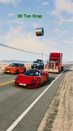 What Happens When a 30-Ton Steel Coil Drops on Cars? 💥 | #CrashHub #crash #beamng