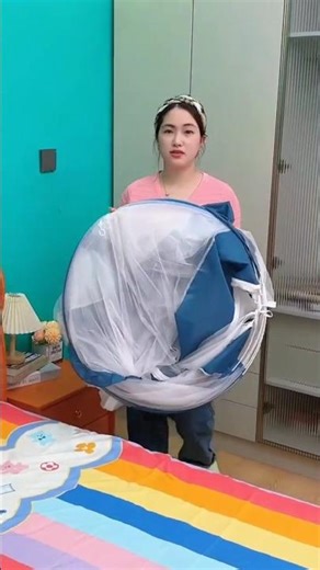 King Size Foldable Mosquito Net 🛏️ | Strong Polyester Machardani | Easy Setup | Blue #viral