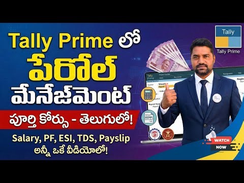 Payroll Management in Tally Prime in Telugu | Employee Salary, PF, ESI Calculation | Full Process