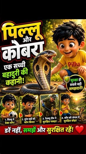 😱🐍 Pillu and the Dangerous Cobra! ⚽ | Hindi Kids Story #shorts
