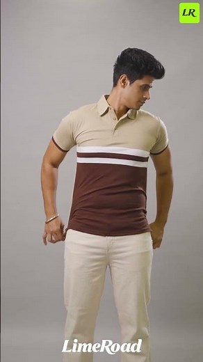 Beige & Brown Polo T-Shirt for Office | Minimal Solid Style | Limeroad