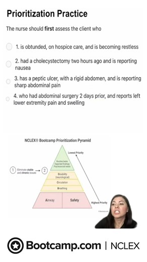 16K views · 408 reactions | Dr. Amber's MUST Know NCLEX Prioritization Strategies Part 2 Please share with your friends who are also studying for the NCLEX! #nursesofinstagram #nursing #nursingstudent #nurseproblems #nursingschool #nursememes #nclex #nclexrn | NCLEX Bootcamp | Facebook