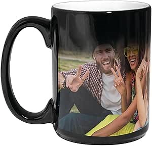 Black Magic Mug - Heat Sensitive Color Changing Personalized Photo Mug, 15oz