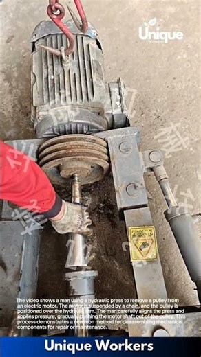 Removing a Pulley from an Electric Motor with a Hydraulic Press