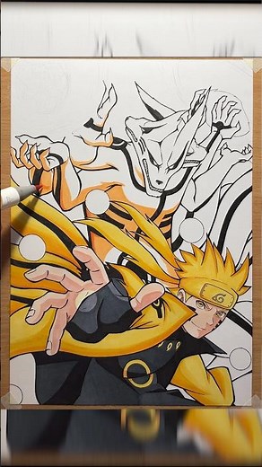 Naruto and Kurama (six path sage mode) drawing #narutoshippuden #narutodrawing #anime