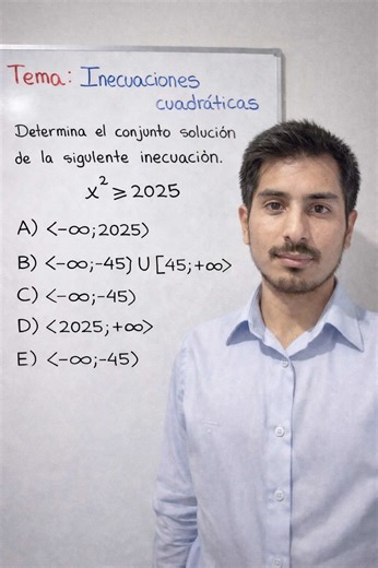 Inecuación cuadrática con diferencia de cuadrado #matematica #nadacomoaprender