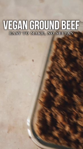 Easy homemade vegan ground “beef” great for tacos, sauces, nachos, bowls, and more! Recipe linked in the comments | Plantifully Based