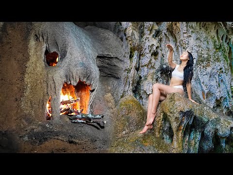 Sheltering in an Amazing Cave - Fairy Bath Under Waterfall / Bushcraft & Survival P.1