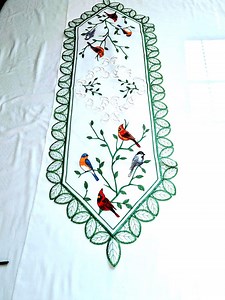 Embroidered Bird Table Runner: Festive Holiday Decor (45 X 15") - Etsy Canada