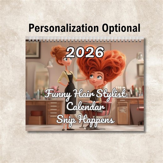 2026 Funny Hair Stylist Wall Calendar, Salon Yearly Planner, Beauty School Graduate Cartoon Art Personalized Gift - Etsy