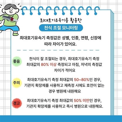 [카드뉴스] 천식 치료 잘하고 있나요? 최대호기유속기 활용방법 알아보기