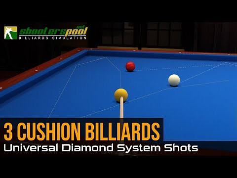 3 Cushion Billiards Universal Diamond System shots - ShootersPool Billiards Simulation