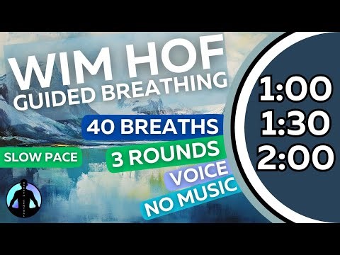 WIM HOF Guided Breathing | 40 Breaths 3 Rounds Slow Pace | Up to 2:00min | No Music