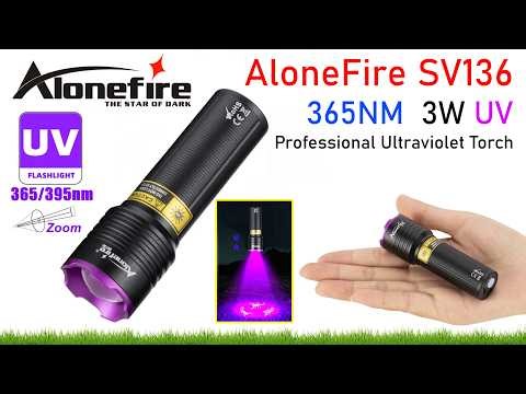 AloneFire SV136 365NM 3W UV Flashlight | Professional Rechargeable Ultraviolet Torch